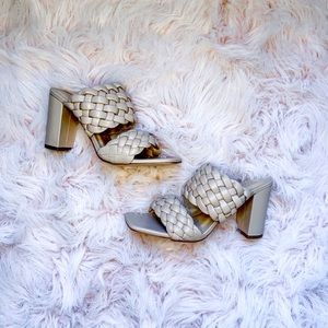 NWT Nude Woven Block Heels